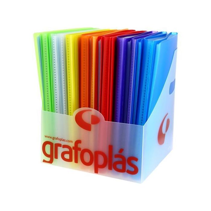 Grafoplás Carpeta Con Fundas Poliplás Soldadas Folio Pp Semirígido Translúcido C-Surtidos Expositor 20 Ud
