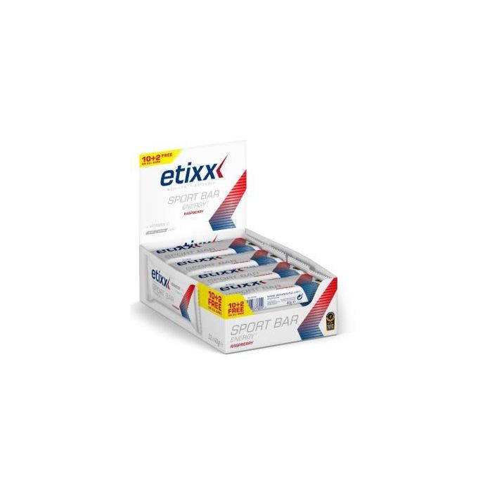 Etixx Energy Sport Barritas, Frutos Rojos, con Carbohidratos para Atletas de Resistencia, 12 Unidades