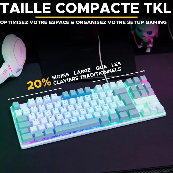 The G-Lab KEYZ CAESIUM Teclado para Juegos RGB TKL Blanco y Gris 2
