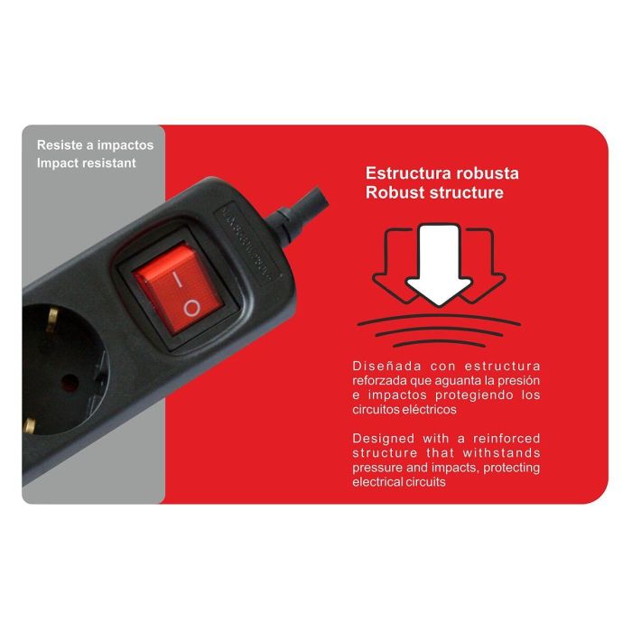 Regleta 3 Enchufes Schuko con Interruptor Silver Electronics 9643 Negro Regleta 3 Enchufes Schuko con Interruptor Silver Electronics 9643 Negro