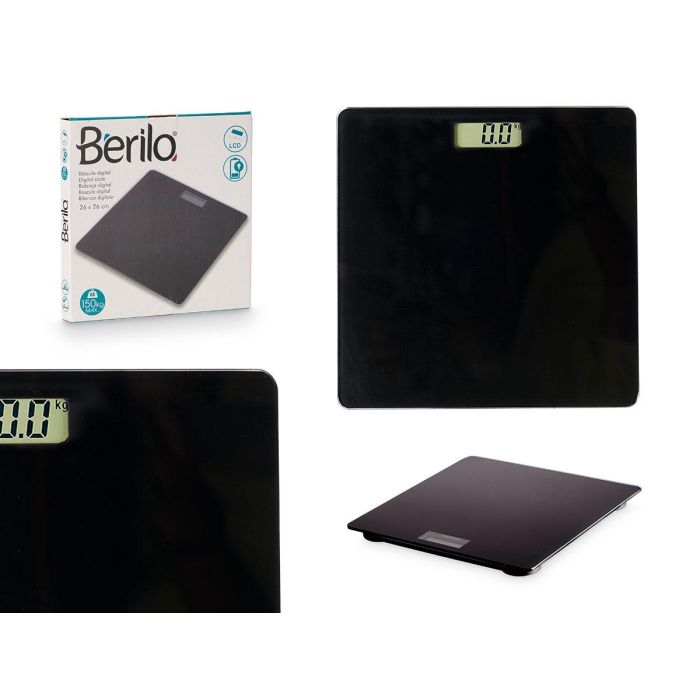Báscula Digital Negra Berilo 26x26x2 cm, Vidrio, Peso Máximo 150KG (10 Unidades) Báscula Digital Negra Berilo 26x26x2 cm, Vidrio, Peso Máximo 150KG (10 Unidades)