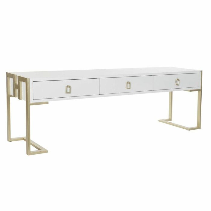DKD Home Decor Mesa Centro Glam Blanco Dorado Madera Metal 3 Cajones Desmontable 150x36x48 cm DKD Home Decor Mesa Centro Glam Blanco Dorado Madera Metal 3 Cajones Desmontable 150x36x48 cm