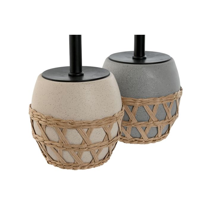 DKD Home Decor Escobillero Básico Crema Gris Dolomita Fibra 11 x 11 x 38 cm (2 Unidades) 1