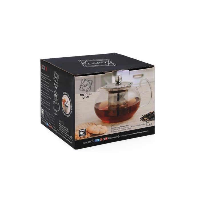 Quid Tetera de Vidrio Serenia 0,55 L con Filtro de Acero Inoxidable, 3 Piezas, Transparente, Apta Lavavajillas y Microondas 3