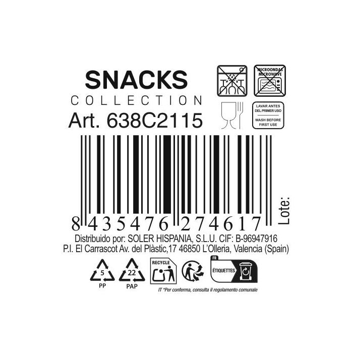 Bolsa de snacks colores Ø 13 x 5 cm - Inde (48 Unidades) 3 Bolsa de snacks colores Ø 13 x 5 cm - Inde (48 Unidades) 3