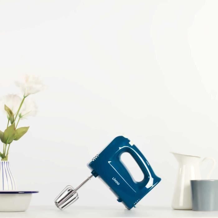 Livoo DOP162B Batidora eléctrica 5 velocidades con botón de expulsión, incluye 2 batidores y 2 amasadoras - Azul 3