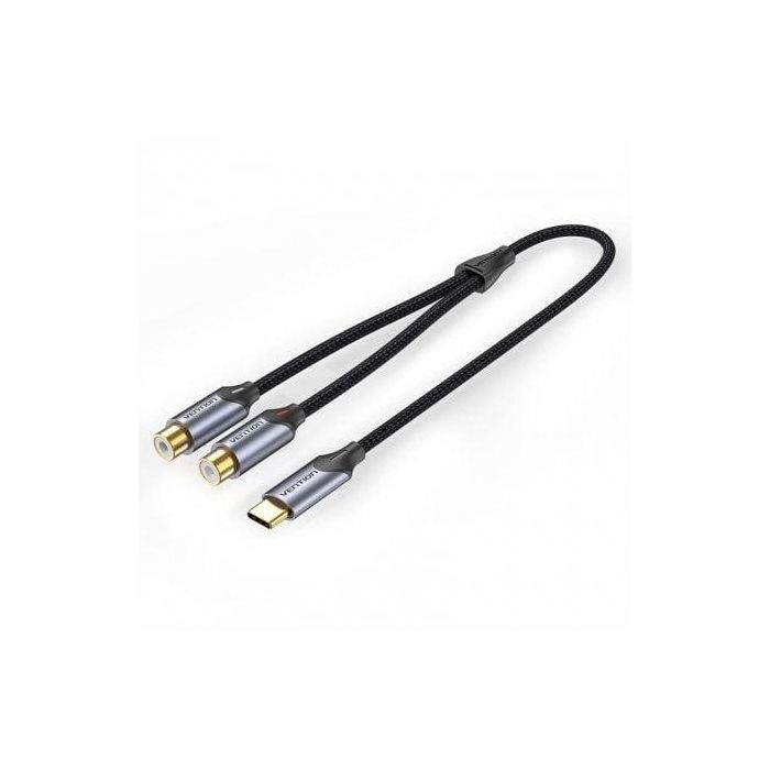 Cable Conversor Vention BGVHG/ 2x RCA Hembra - USB Tipo-C Macho/ 1.5m/ Gris