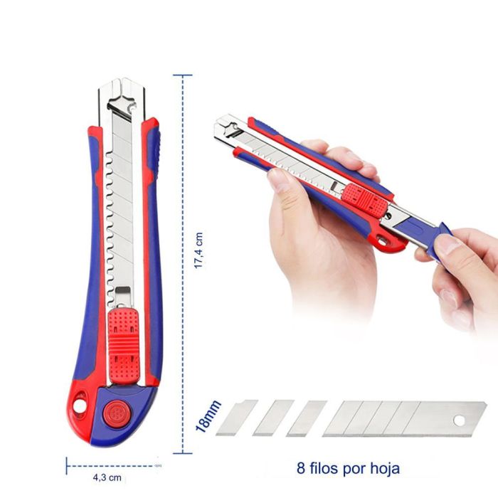 Workpro Cúter de Carga Automática 18 mm con 5 Cuchillas Autocargables 7 Workpro Cúter de Carga Automática 18 mm con 5 Cuchillas Autocargables 7