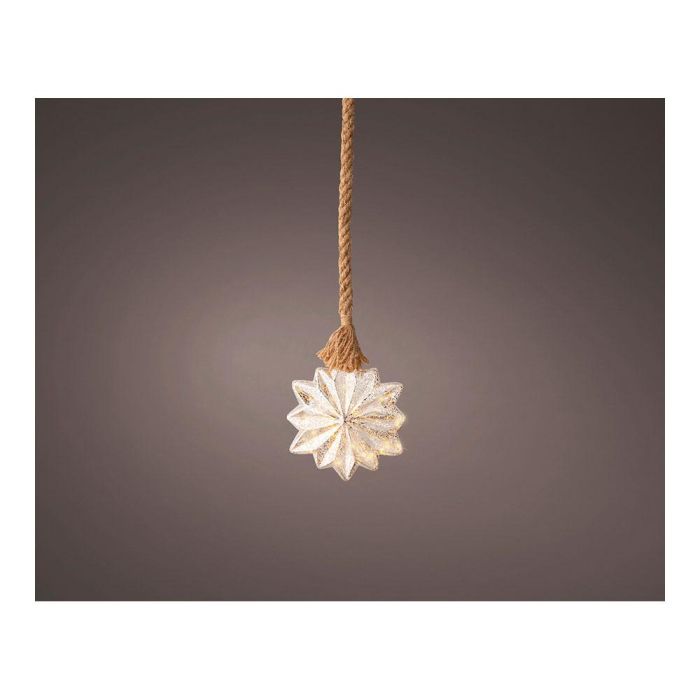 Null Estrella microled colgante Ø19x25cm 15 leds luz cálida, IP20, interior, temporizador 6h, pilas 3xAAA