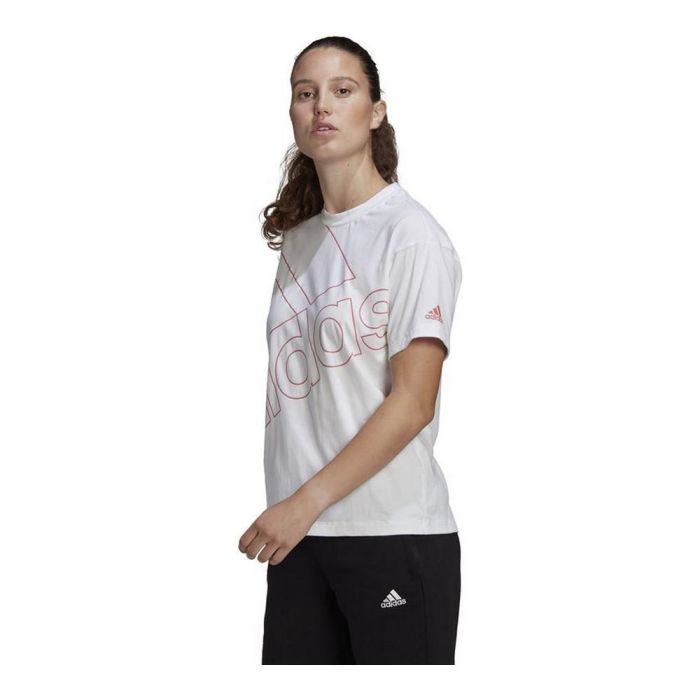 Camiseta de Manga Corta Mujer Adidas Giant Logo Blanco M 4