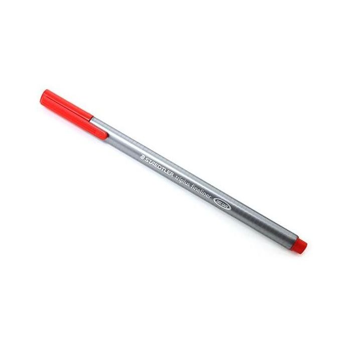 STAEDTLER Fineliner triplus 334 Rojo 0.3 mm con Punta de Metal y Tinta base Agua