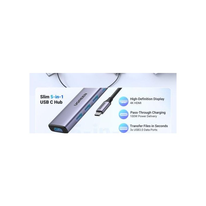 Ugreen 20956A Hub de Interfaz Usb Tipo C 5000 Mbit/S Plata 5