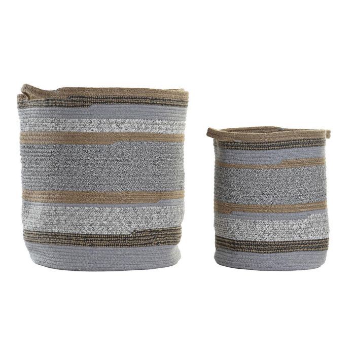 Cesta Boho DKD Home Decor Gris Natural 40 x 45 x 40 cm Set de 2