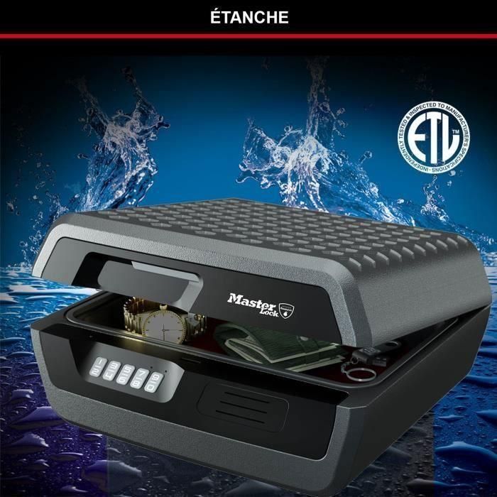 Master Lock Caja Fuerte Electrónica Ignífuga e Impermeable 10L Formato L para Documentos A4, Certificada UL/ETL 30 Minutos Fuego 3