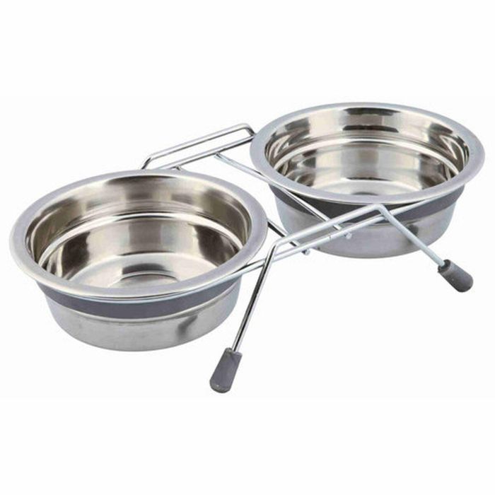 Comedero para Perro Trixie Acero Inoxidable 450 ml Doble 2 × 0,45 L 2