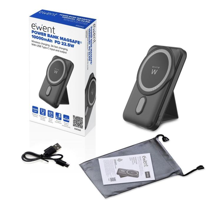 Ewent Powerbank Ew1162 Wireless Magsafe 10000Mah - Carga Rápida PD/QC 22.5W, Compatible con iPhone 2 Ewent Powerbank Ew1162 Wireless Magsafe 10000Mah - Carga Rápida PD/QC 22.5W, Compatible con iPhone 2