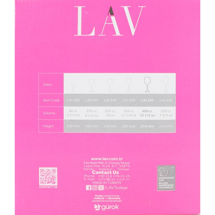 Lav Set 6 Copas Vino/Agua 400 cc Colección Lal (4 Cajas) 2