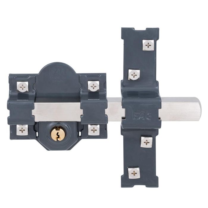 Fac Cerrojo tradicional 301-l/80 pintado F01107, placa 80mm, barra 18mm, gris oscuro 0 Fac Cerrojo tradicional 301-l/80 pintado F01107, placa 80mm, barra 18mm, gris oscuro 0