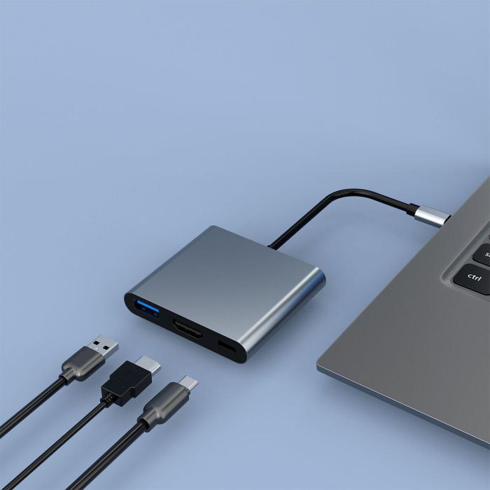 Hub USB CoolBox COO-DOCK-C-31 Gris 100 W 1