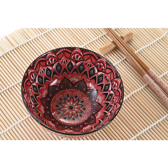 DKD Home Decor Set Sushi Oriental Fucsia 16 Piezas Bambú y Gres Apto Lavavajillas y Microondas 14.5x14.5x31 cm 2