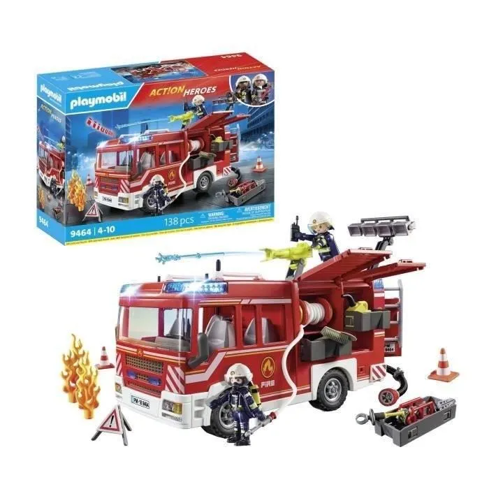 Playmobil Camión Bomberos Ciudad Acción con 2 Bomberos y Herramientas Juguete para Niños Mayores de 4 Años 3