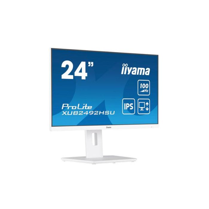 MONITOR IIYAMA 24" PROLITE XUB2492HSU-W6, IPS, 100HZ, 0,4MS, USB, HDMI, DISPLAYPORT, ALT 2x2W, ALTU, GIRO, INCLI, PIVOT, BLANCO