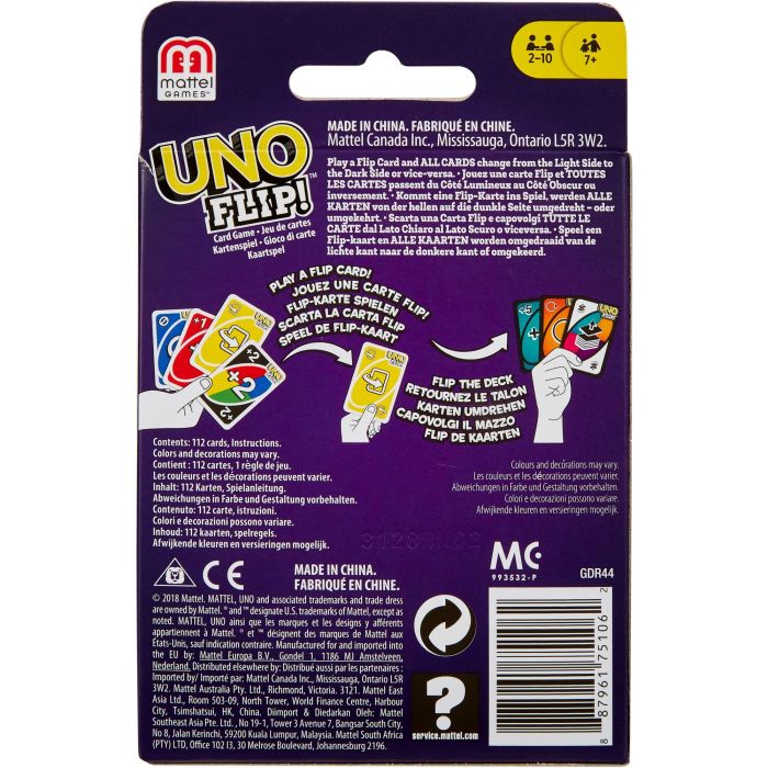 Mattel Games GDR44 Juego de Cartas UNO Flip. Edición con Baraja a Doble Cara y Carta Especial FLIP. Familiar +7 años. 3 Mattel Games GDR44 Juego de Cartas UNO Flip. Edición con Baraja a Doble Cara y Carta Especial FLIP. Familiar +7 años. 3