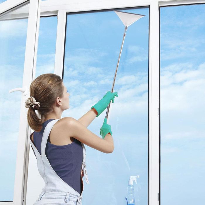 Je cherche une Idee Rasqueta Telescópica de Goma con Cabezal Flexible Extensible de 36.5 a 97.5 cm para Limpieza de Cristales 4