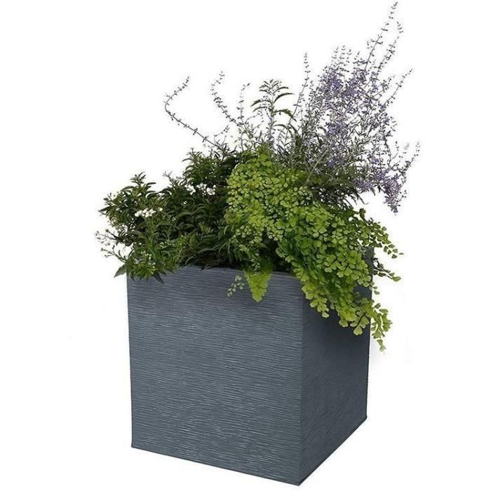 EDA PLASTIQUE Caja de flores cuadrada Graphit - 57 L - 49.5 x 49.5 x 49.5 cm - Gris antracita 2 EDA PLASTIQUE Caja de flores cuadrada Graphit - 57 L - 49.5 x 49.5 x 49.5 cm - Gris antracita 2