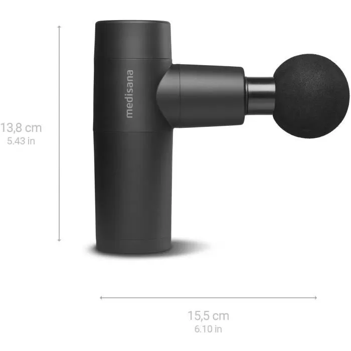 Medisana Pistola de Masaje MED4015588889868, 5 Niveles de Percusión, 7.4V, Negra 1