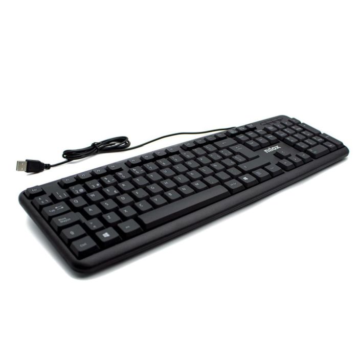 Nilox Teclado USB Negro - Tecnología de membrana silenciosa, 105 teclas español, compatible con Windows 3