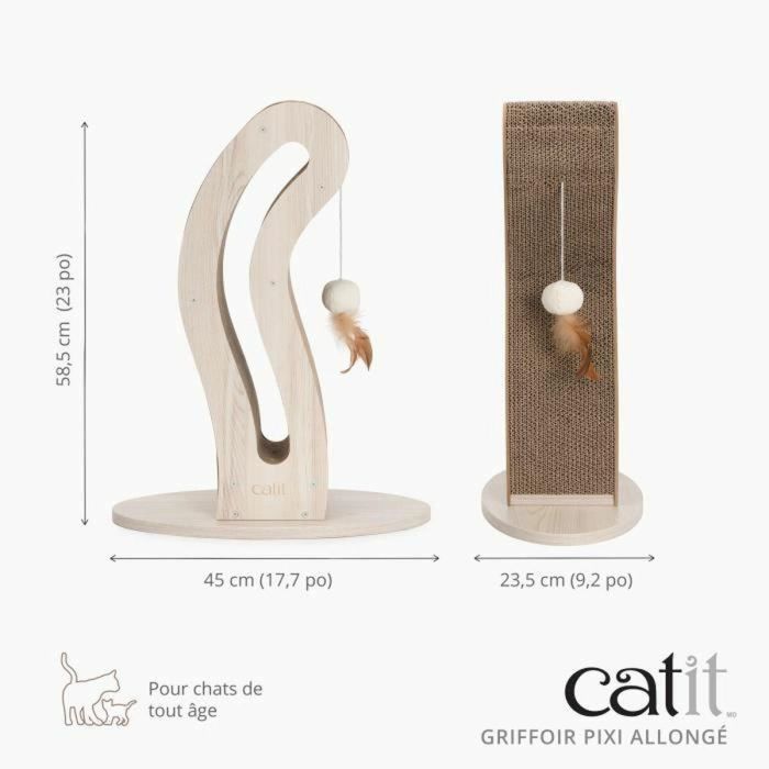 Rascador para gatos - CATIT - Pixi Cat Tail - Con bola de tela y pluma - Aspecto roble natural 2 Rascador para gatos - CATIT - Pixi Cat Tail - Con bola de tela y pluma - Aspecto roble natural 2