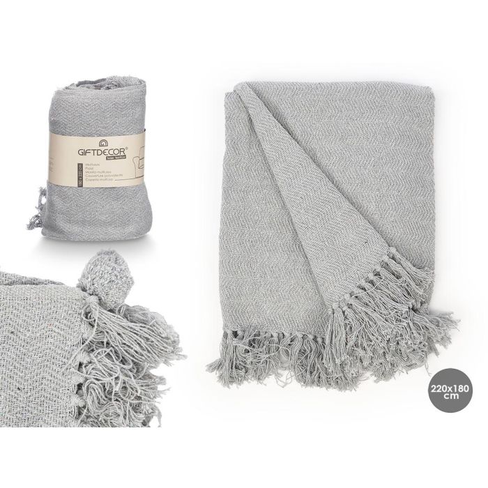 Giftdecor Multiusos Pompon Gris 180x220 cm (8 Unidades) Giftdecor Multiusos Pompon Gris 180x220 cm (8 Unidades)
