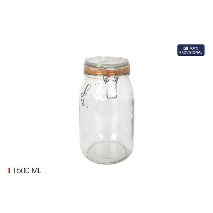 Inde Tarro Hermético de Vidrio 1500 ml Ø85 mm Super (6 Unidades)