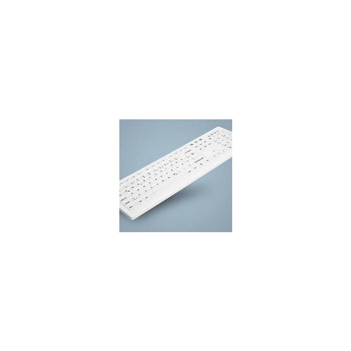 Active Key Teclado de Silicona AK-C8100F-UVS-W/SP Blanco - Higiénico, Resistente al Agua IP68, Compatible con USB