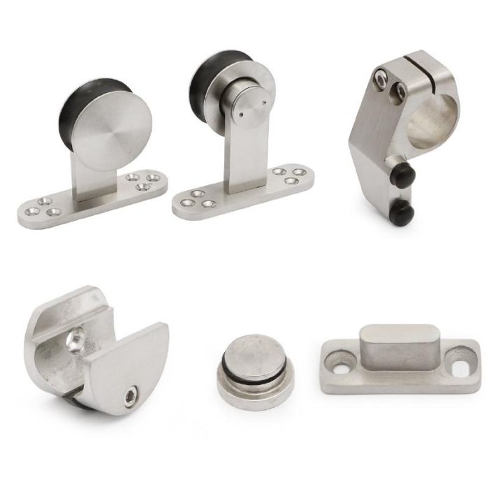 HERRAJES ALK Kit Herrajes Alondra Inoxidable para Puerta de Madera (No Incluye Tubo Deslizante)