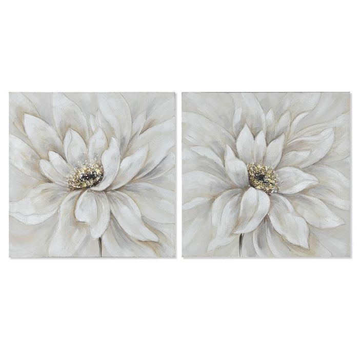 Cuadro Romantico DKD Home Decor Blanco 3 x 80 x 80 cm (2 Unidades)