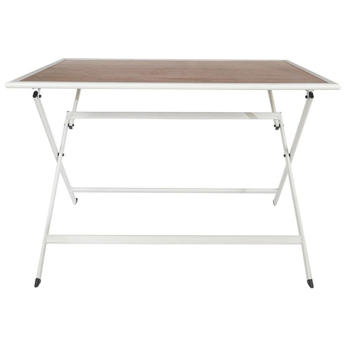 Home Deco Factory Mesa Metal Blanca 110x70 cm Plegable con Tablero de Vidrio Templado 3