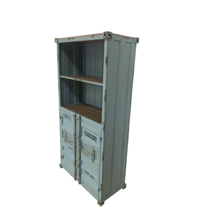 DKD Home Decor Estantería Vintage Contenedor Azul Celeste 44 x 168.5 x 87 cm Metal y MDF con 2 Puertas 2