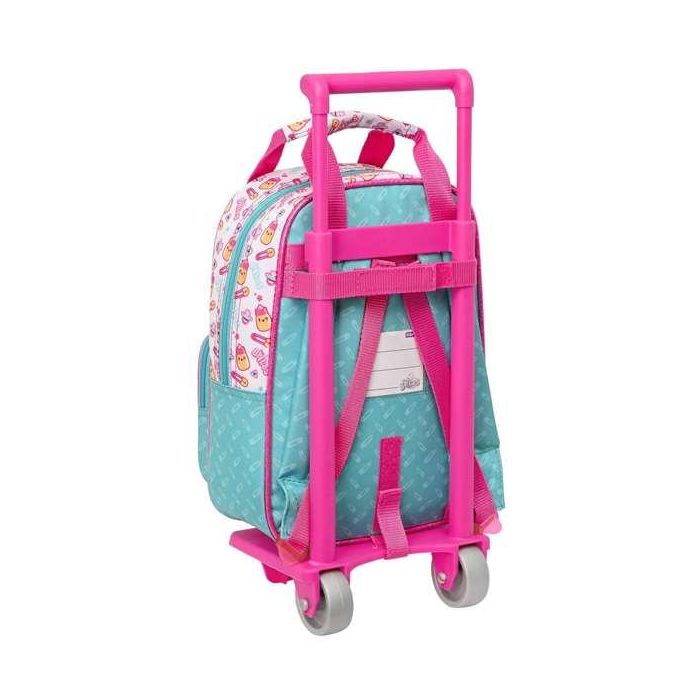 Mochila Escolar con Ruedas The Bellies 20 x 28 x 8 cm Morado Turquesa Blanco 1