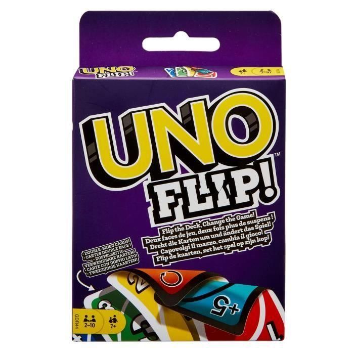 Mattel Games GDR44 Juego de Cartas UNO Flip. Edición con Baraja a Doble Cara y Carta Especial FLIP. Familiar +7 años. Mattel Games GDR44 Juego de Cartas UNO Flip. Edición con Baraja a Doble Cara y Carta Especial FLIP. Familiar +7 años.