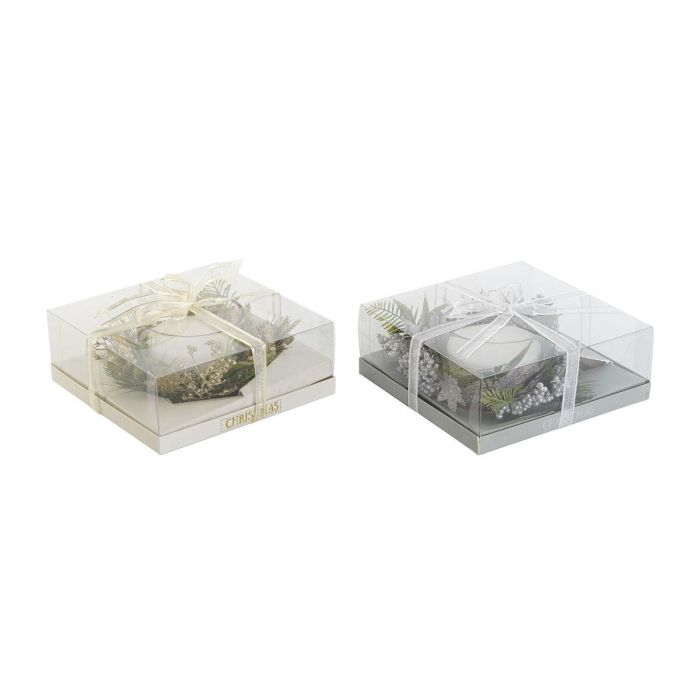 Vela DKD Home Decor Dorado Plateado Navidad 21,5 x 21,5 x 8,5 cm (2 Unidades)