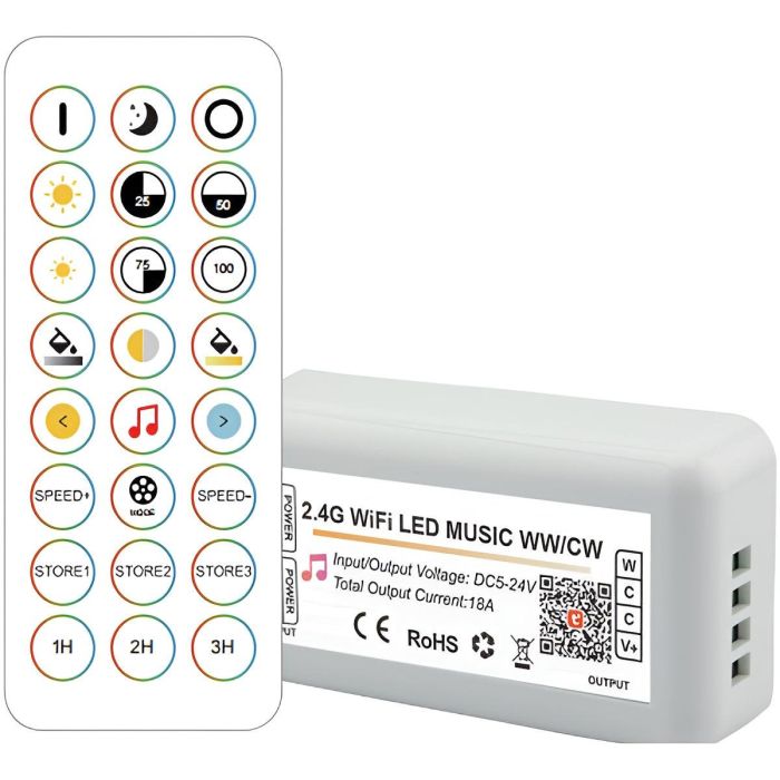 Controlador LED Tuya Wifi 2,4G RF CCT [HLP-YS-WiFi-RF24-02]