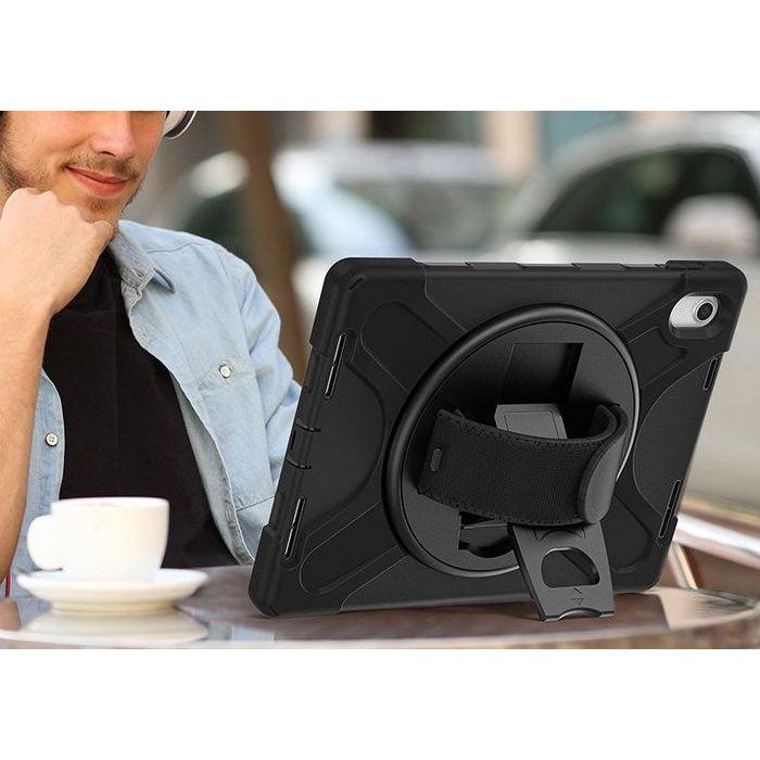 eSTUFF Funda AUSTIN Defender Negra para iPad 11ª gen 2025/10ª gen 2022. Antigolpes con soporte 360° y correa de mano/hombro 8