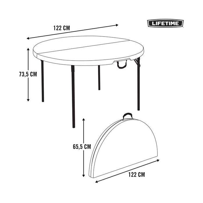 Mesa Plegable Lifetime Blanco 122 x 73,5 x 122 cm Acero Plástico 2