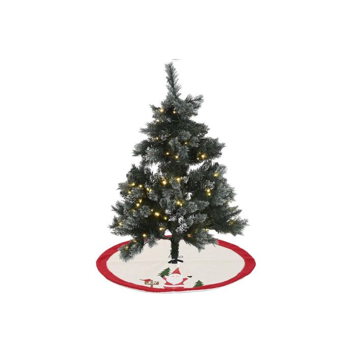 DKD Home Decor Base Árbol Navidad Tradicional Poliéster Crema Rojo 90x90x2cm para Decoración Festiva
