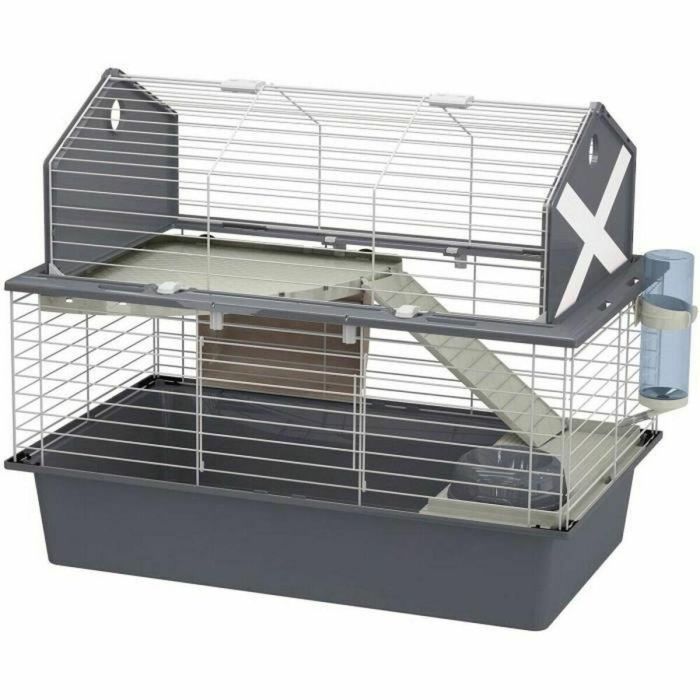 FERPLAST Cage Barn 80-78 x 48 x 65 cm - Gris - Para conejo