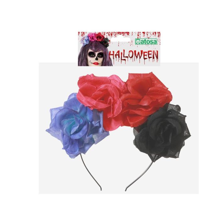 Diadema Catrina Halloween Mujer Adulto Flores Multicolor para Día de Muertos, Disfraces Esqueleto Elegante, Sesiones Fotográficas Temáticas o Eventos Culturales 1