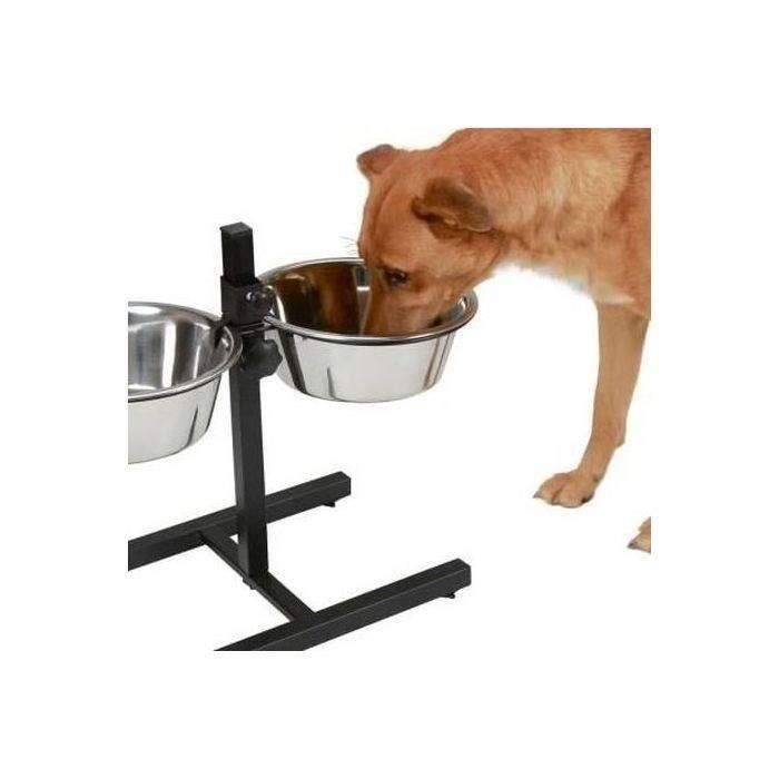 Kerbl Barra de comida elevada para perros, con 2 tazones de acero inoxidable extraíbles de 1800ml c/u, base de PVC, 43cm de altura total 1