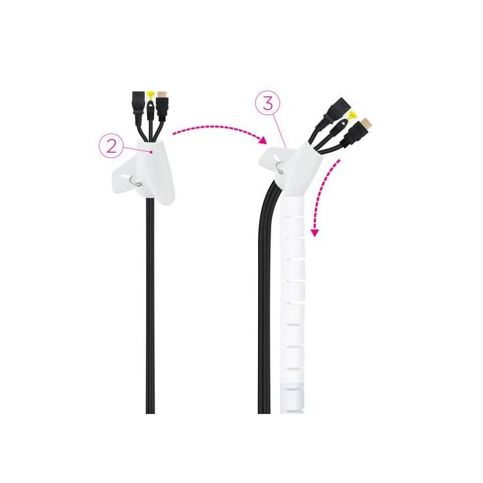 Nano Cable Organizador de Cables en Espiral 10.36.0002-W Blanco Flexible 25 mm 2 m 2